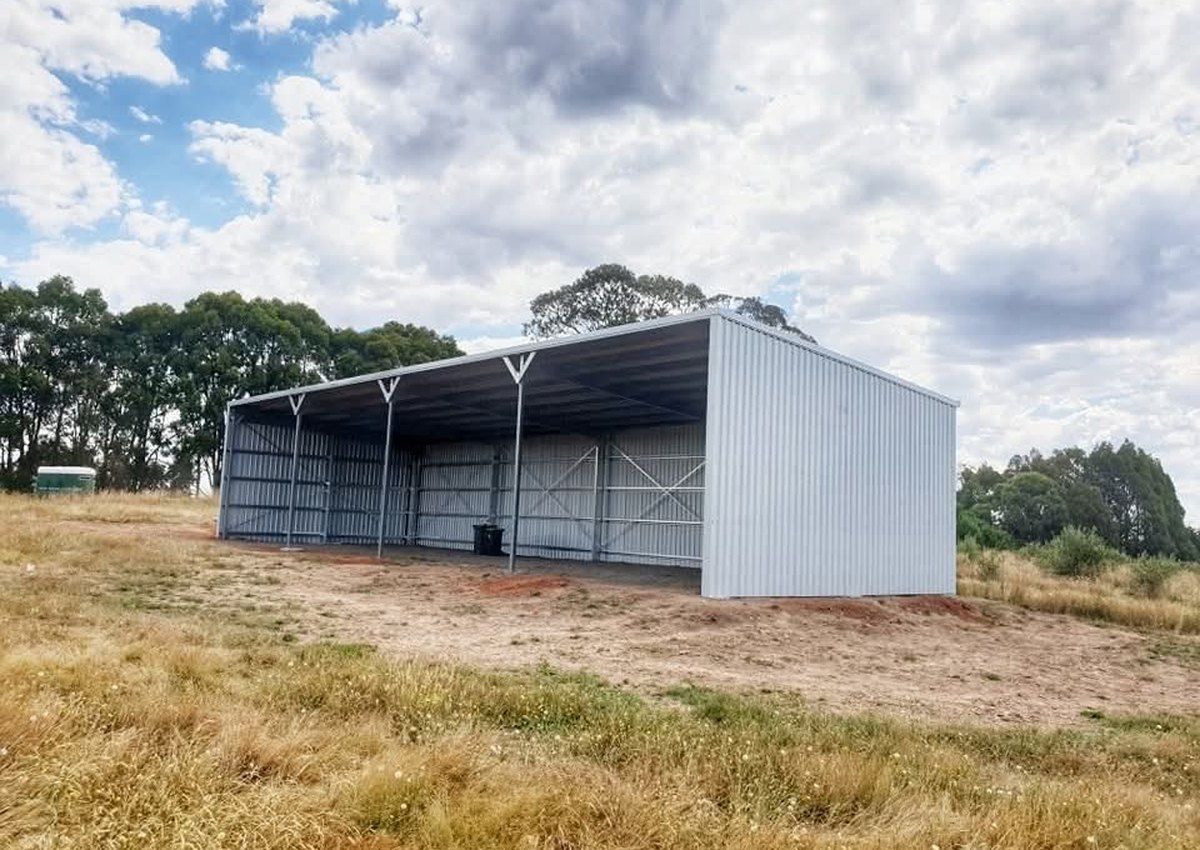 Open bay farm shed in rural setting