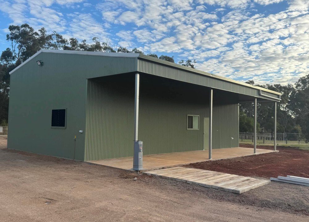 Large custom steel shed with verandah